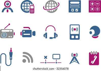 Vector icons pack - Blue-Fuchsia Series, electronic collection