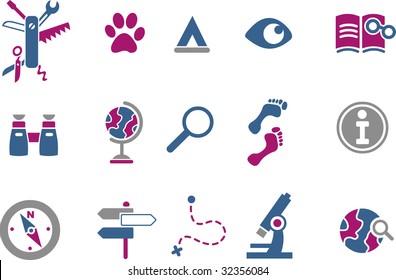Vector icons pack - Blue-Fuchsia Series, exploration collection