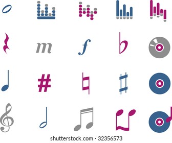 Vector icons pack - Blue-Fuchsia Series, music collection