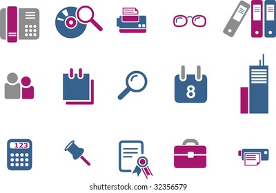 Vector icons pack - Blue-Fuchsia Series, office collection