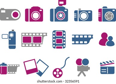 Vector icons pack - Blue-Fuchsia Series, photo collection
