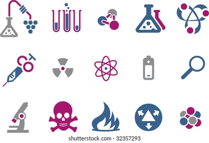 Vector icons pack - Blue-Fuchsia Series, research collection