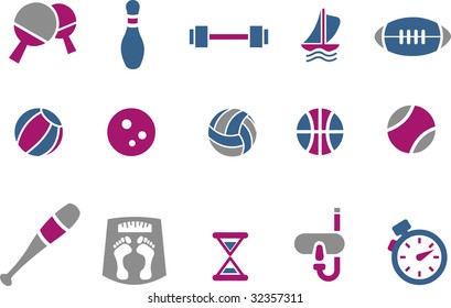 Vector icons pack - Blue-Fuchsia Series, sport collection