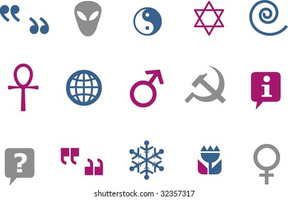 Vector icons pack - Blue-Fuchsia Series, symbols collection