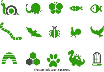 Vector icons pack - Green Series, animals collection