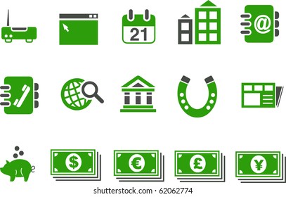 Vector icons pack - Green Series, business collection