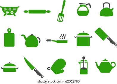 Vector icons pack - Green Series, cooking tools collection