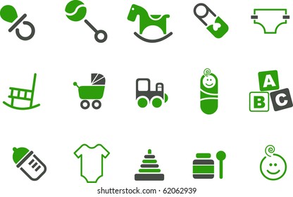 Vector icons pack - Green Series, babies collection