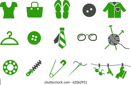 Vector icons pack - Green Series, clothing collection