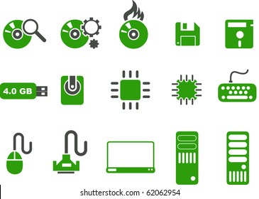 Vector icons pack - Green Series, computer collection