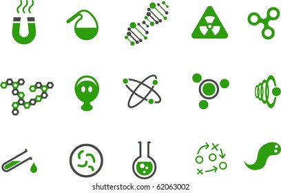 Vector icons pack - Green Series, chemistry collection