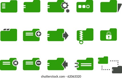 Vector icons pack - Green Series, folder collection