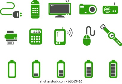 Vector icons pack - Green Series, electronic collection