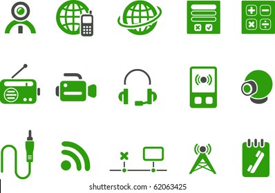 Vector icons pack - Green Series, electronic collection