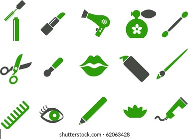 Vector icons pack - Green Series, make-up collection