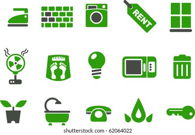 Vector icons pack - Green Series, house collection