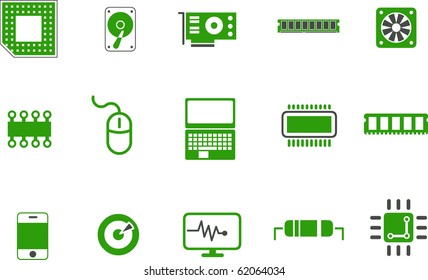 Vector icons pack - Green Series, hardware collection