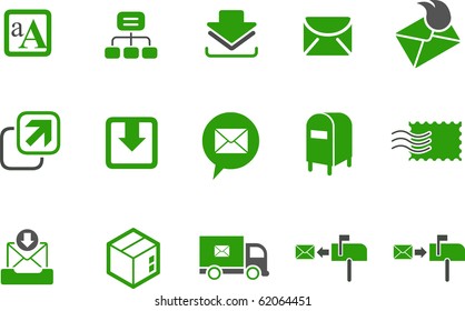 Vector icons pack - Green Series, mailing collection