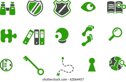 Vector icons pack - Green Series, investigation collection