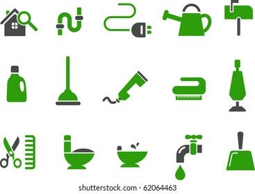 Vector icons pack - Green Series, house collection