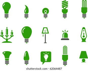 Vector icons pack - Green Series, lamps collection