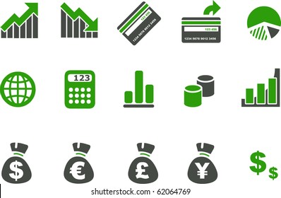 Vector icons pack - Green Series, money collection