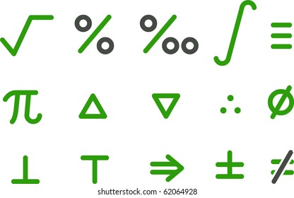 Vector icons pack - Green Series, math collection