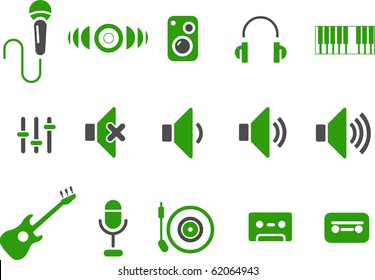 Vector icons pack - Green Series, music collection