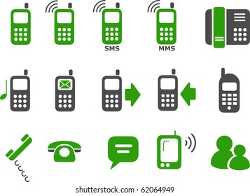 Vector icons pack - Green Series, phones collection