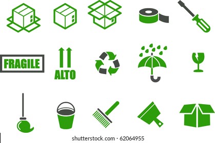 Vector icons pack - Green Series, moving collection