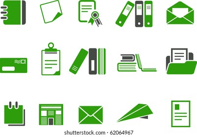 Vector icons pack - Green Series, paper collection