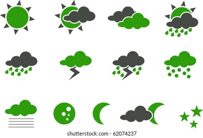 Vector icons pack - Green Series, weather collection