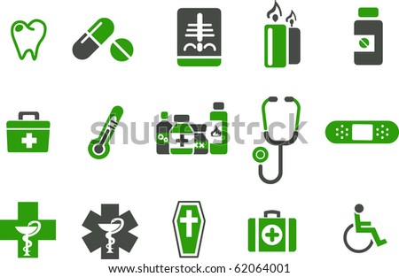 Vector icons pack - Green Series, health collection