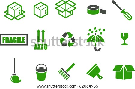 Vector icons pack - Green Series, moving collection