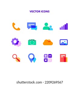 vector icons pack isolated on white background