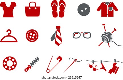 Vector icons pack - Red Series, clothing collection