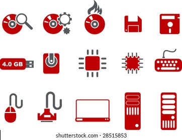 Vector icons pack - Red Series, computer collection