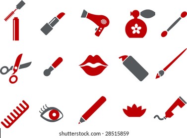 Vector icons pack - Red Series, make-up collection