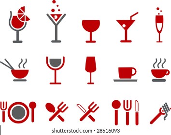 Vector icons pack - Red Series, food collection