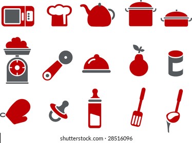 Vector icons pack - Red Series, food collection