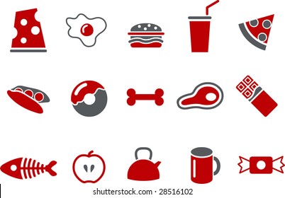 Vector icons pack - Red Series, food collection