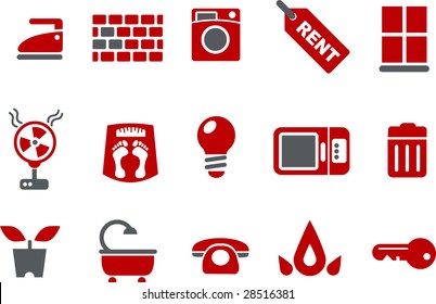 Vector icons pack - Red Series, house collection