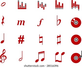Vector icons pack - Red Series, music collection