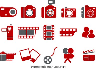 Vector icons pack - Red Series, photo collection