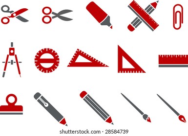 Vector icons pack - Red Series, school collection