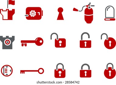 Vector icons pack - Red Series, security collection