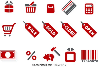 Vector icons pack - Red Series, shopping collection