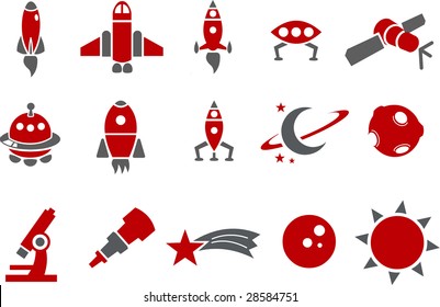 Vector icons pack - Red Series, space collection