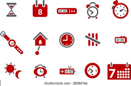 Vector icons pack - Red Series, time collection