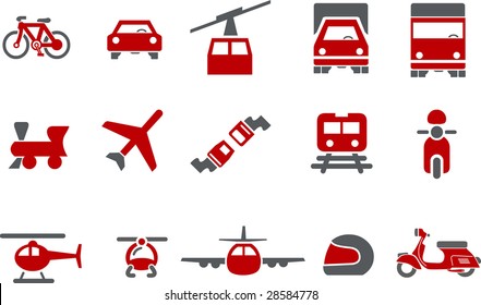 Vector icons pack - Red Series, transport collection